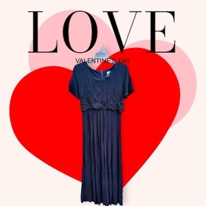 Vintage 1990s little black lace detail dress size 4 by Caren Desiree Company